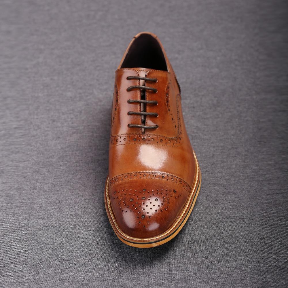 Men Brown Oxford Brogue Genuine Leather Formal Shoes