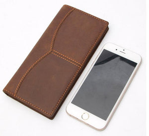 Men Classical Style Genuine Leather Wallet with Threading Handiwork