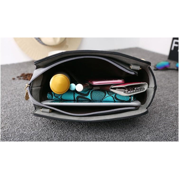 Women Black Crossbody Sling Studded Leather Bag Inside