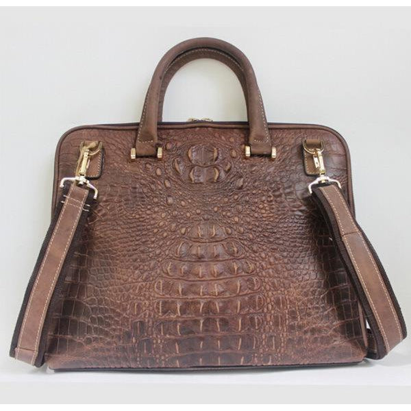 Quintessential Crocodile Style Genuine Leather Handbag for Men