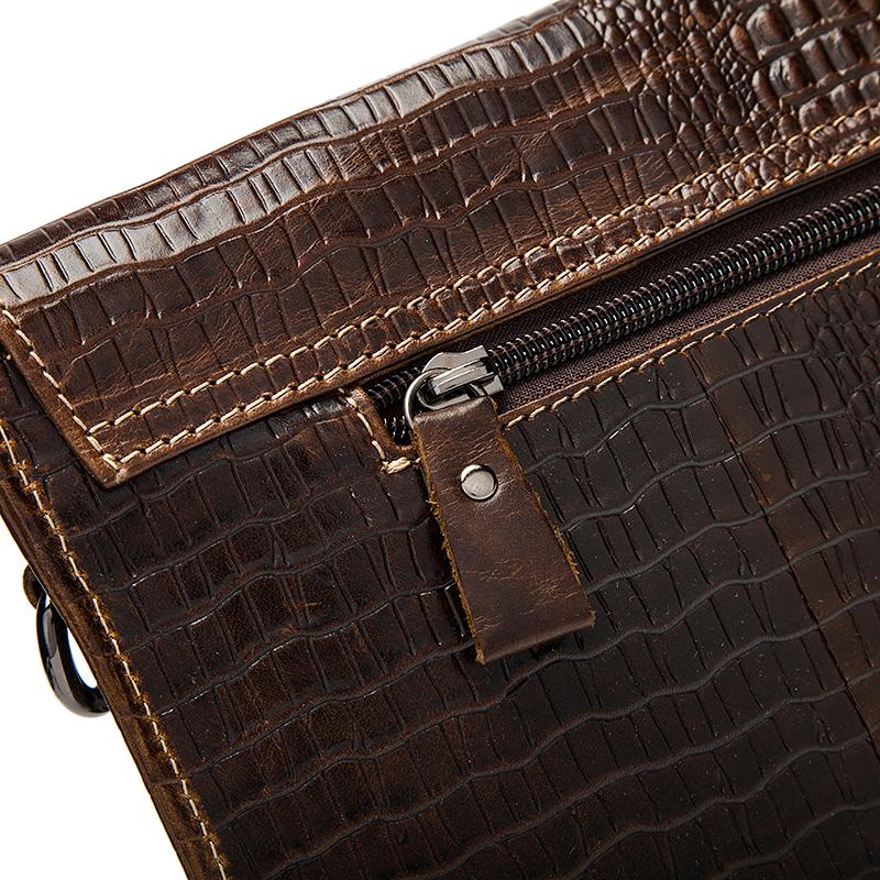 Genuine Leather Cross-body Professional Briefcase with Crocodile Style