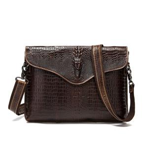 Genuine Leather Cross-body Professional Briefcase with Crocodile Style