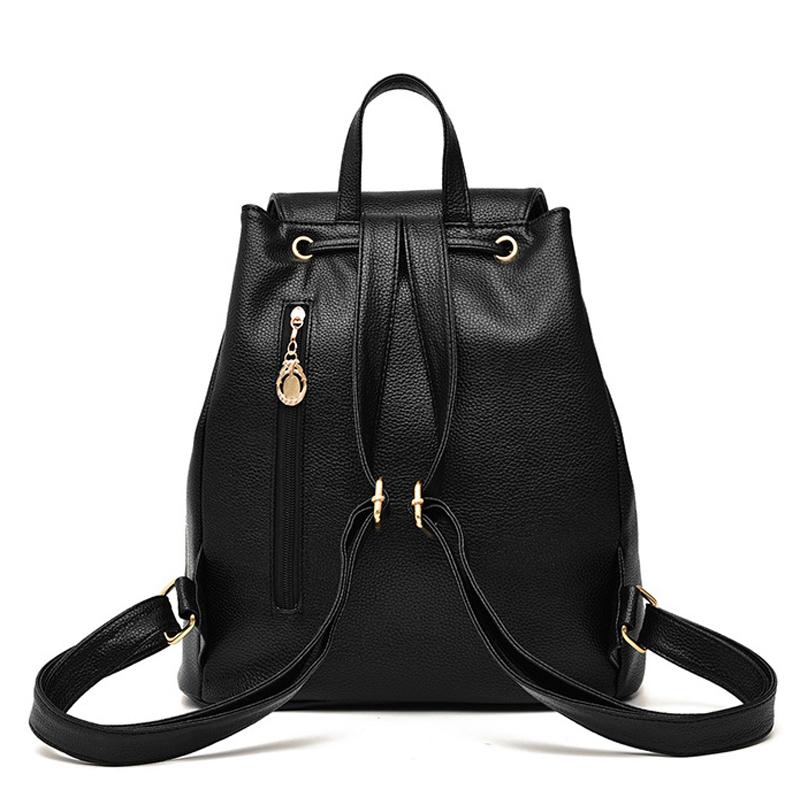 black leather bag backpack travel Women Black Travel Backpack Rucksack Faux-Leather Bag