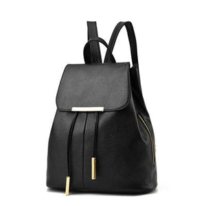 black leather backpack purse Women Black Travel Backpack Rucksack Faux-Leather Bag