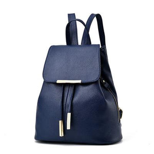 blue leather backpack womens Women Black Travel Backpack Rucksack Faux-Leather Bag