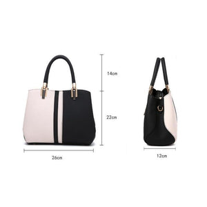 Women Black Tote Dual Colour Retro Messenger Leather Handbag Dimensions