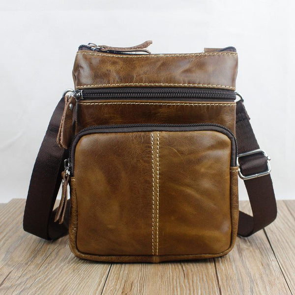 Home / Products / Men Crossbody Messenger Cow Leather Bag with Zipper ...