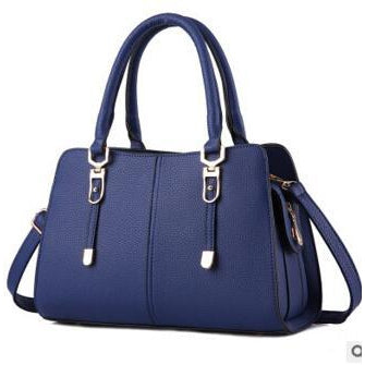 Women Tote Messenger Faux-Leather Handbag with Golden Embellishments