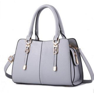 Women Tote Messenger Faux-Leather Handbag with Golden Embellishments