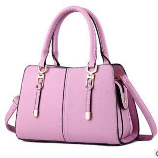 Women Tote Messenger Faux-Leather Handbag with Golden Embellishments