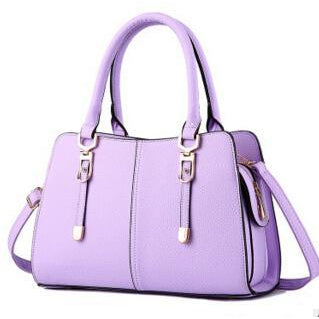 Women Tote Messenger Faux-Leather Handbag with Golden Embellishments