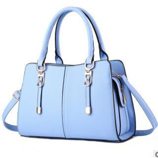 Women Tote Messenger Faux-Leather Handbag with Golden Embellishments