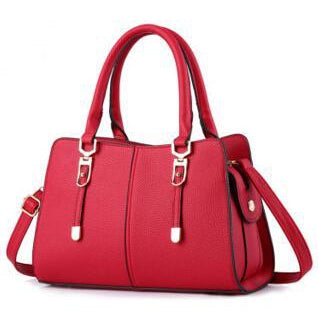 Women Tote Messenger Faux-Leather Handbag with Golden Embellishments