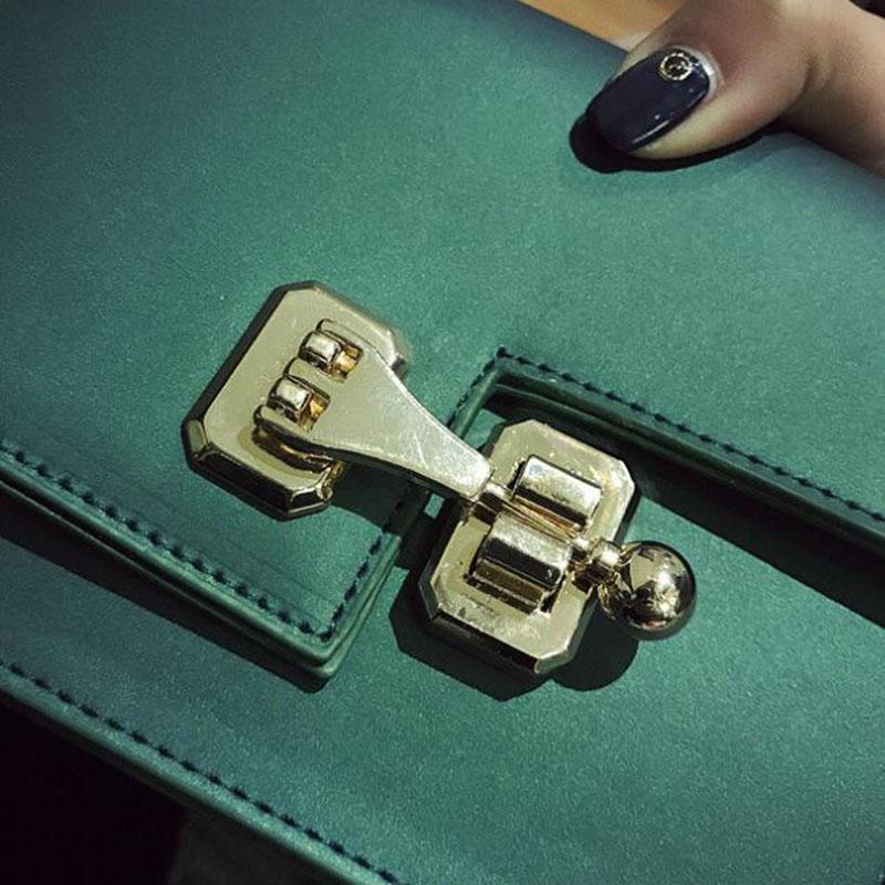 Women Baguette Sling wristlet Crossbody Messenger Faux-Leather Bag with Lock Style Design