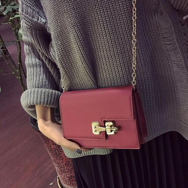 Women Baguette Sling wristlet Crossbody Messenger Faux-Leather Bag with Lock Style Design