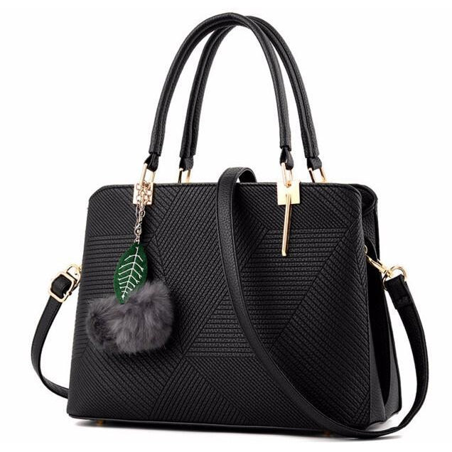 Women Black Tote Cross-Body Handbag Front