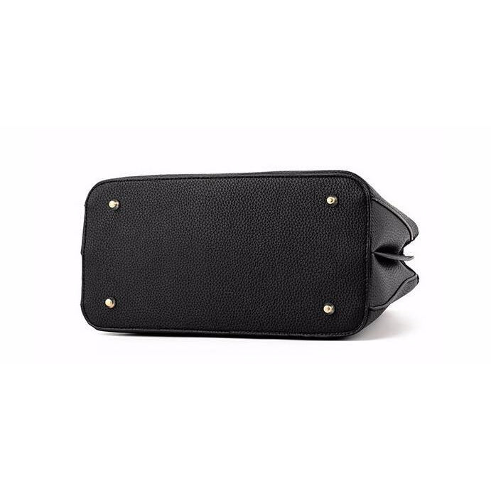 Women Black Tote Cross-Body Handbag Bottom