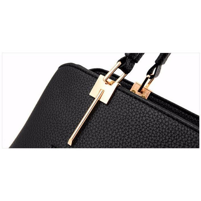 Women Black Tote Cross-Body Handbag Handle