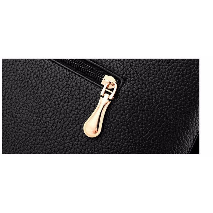 Women Black Tote Cross-Body Handbag Zipper