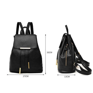 Women Black Travel Backpack Rucksack Faux-Leather Bag