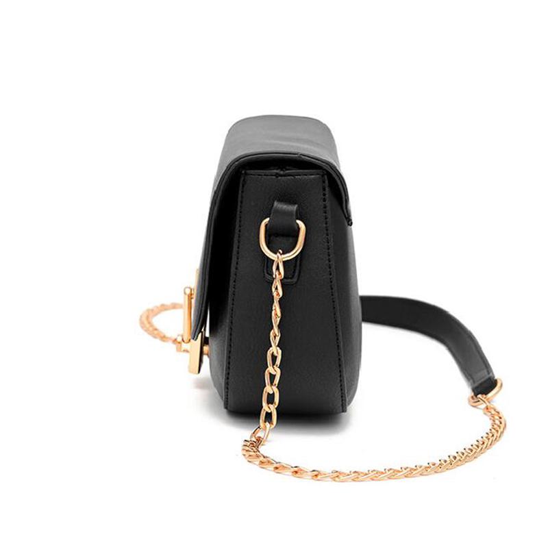 Women Black Saddle Tote Messenger Handbag Dimensions Side