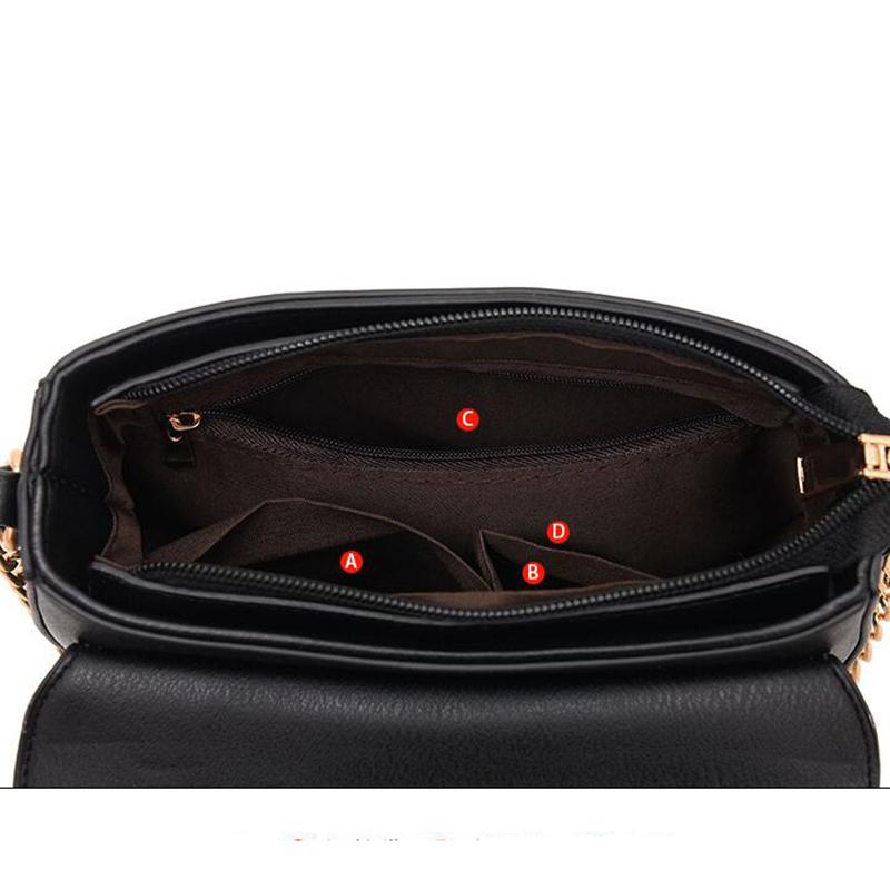 Women Black Saddle Tote Messenger Handbag Inside View