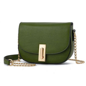 Women Green Saddle Tote Messenger Handbag with Magnetic Flap Closure