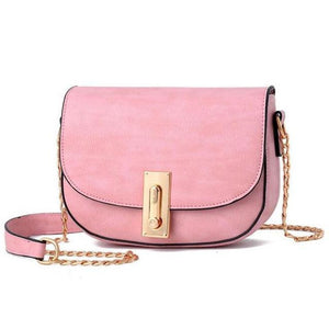Women Pink Saddle Tote Messenger Handbag with Magnetic Flap Closure