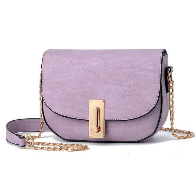 Women Purple Saddle Tote Messenger Handbag with Magnetic Flap Closure
