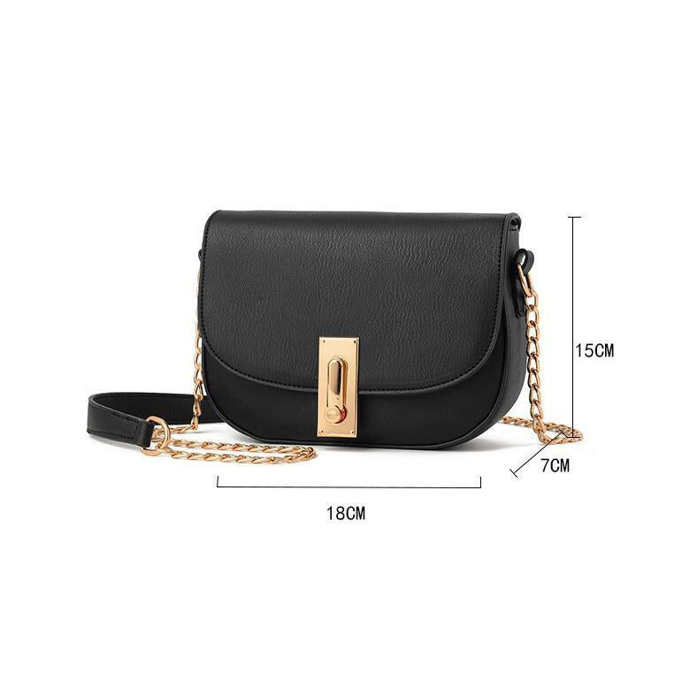 Women Black Saddle Tote Messenger Handbag Dimensions