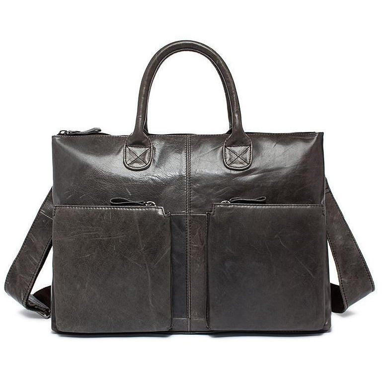 Supple and Elegant Tote Genuine Leather Business Shoulder Bag for Men