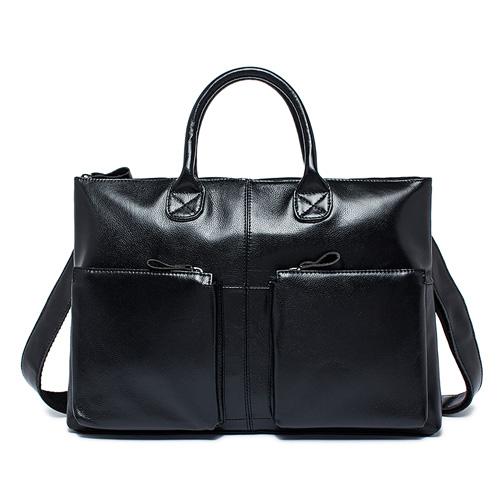 Supple and Elegant Tote Genuine Leather Business Shoulder Bag for Men