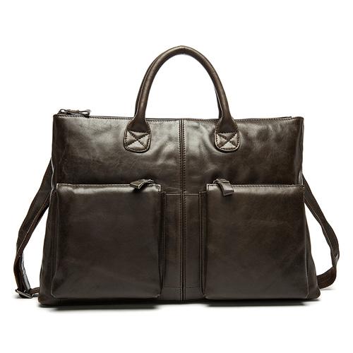 Supple and Elegant Tote Genuine Leather Business Shoulder Bag for Men