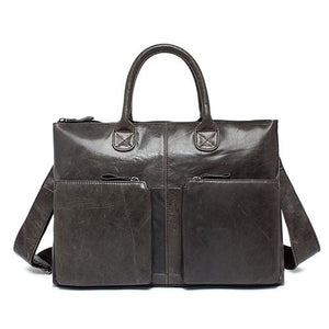 Supple and Elegant Tote Genuine Leather Business Shoulder Bag for Men