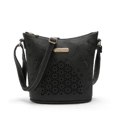 Women Black Hobo Tote Shoulder Handbag with Beautiful Artwork