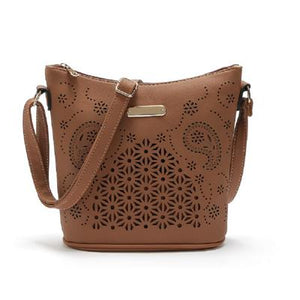 Women Brown Hobo Tote Shoulder Handbag with Beautiful Artwork