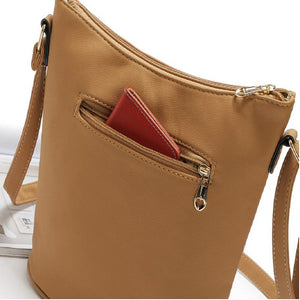 Women Yellow Apricot Hobo Tote Shoulder Handbag Back Slit Pocket