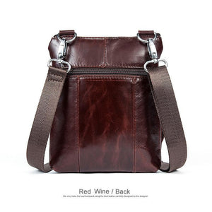 Men Crossbody Messenger Cow Leather Bag with Zipper Pockets