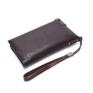 Men Coin and Card Holder Long Wallet Purse with Zipper Closure