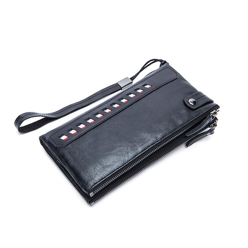 Men Coin and Card Holder Long Wallet Purse with Zipper Closure