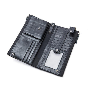 Men Coin and Card Holder Long Wallet Purse with Zipper Closure