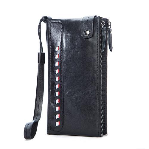 Men Coin and Card Holder Long Wallet Purse with Zipper Closure