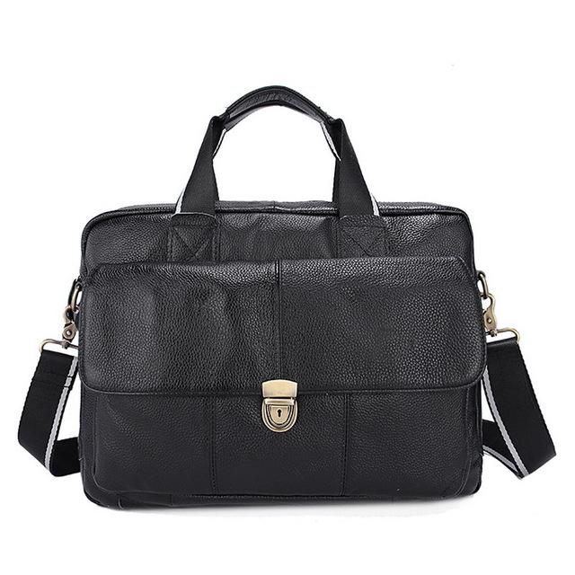 Natural Leather Branded Versatile Business Briefcase Shoulder Bag for Men