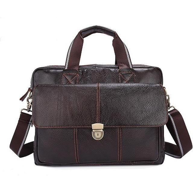 Natural Leather Branded Versatile Business Briefcase Shoulder Bag for Men