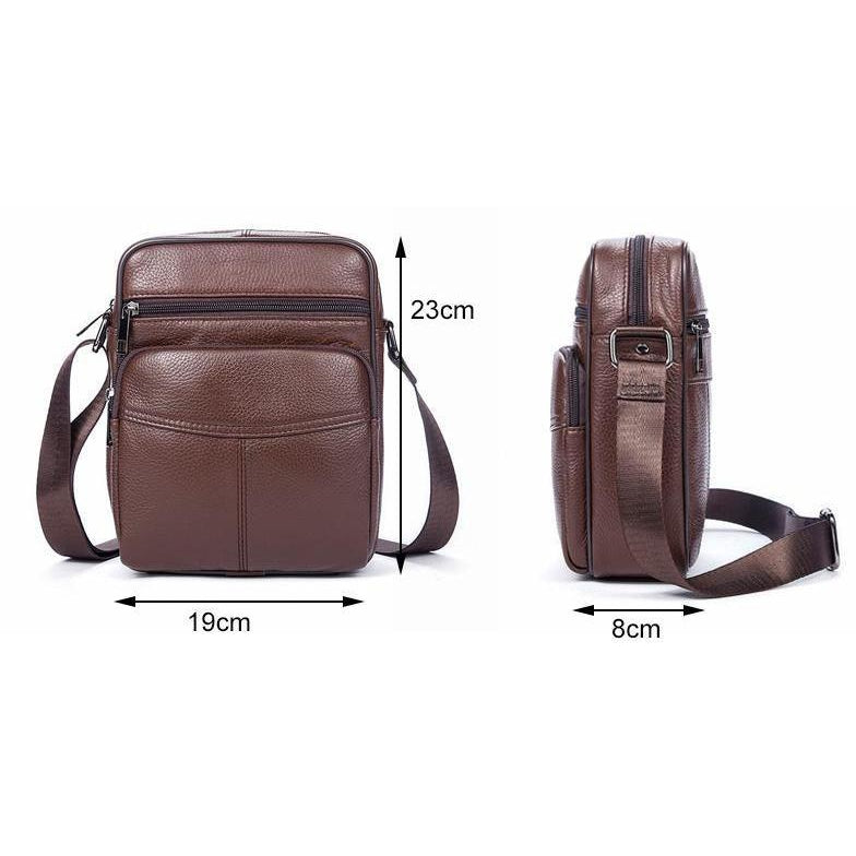 Casual Style and Genuine Cow Leather Messenger Handbag for Men