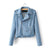 Women sky blue brando leather jacket