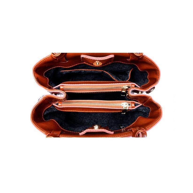 Women Vintage Rich and Premium Faux-Leather Women Tote Bag with Leather Tag