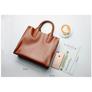 Women Brown Tote Crossbody Messenger Genuine Leather Bag Dimensions 30cm x 26cm x 12cm
