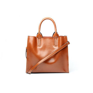 Women Brown Tote Crossbody Messenger Genuine Leather Bag View