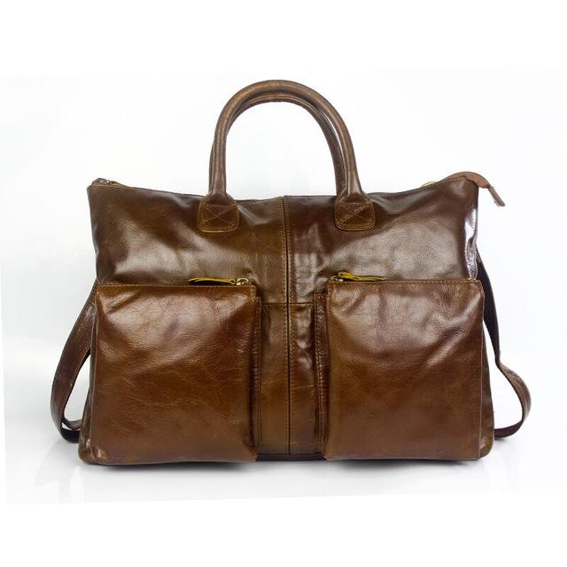 Supple and Elegant Tote Genuine Leather Business Shoulder Bag for Men